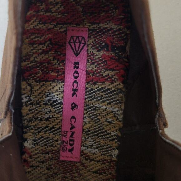 Rock & Candy Booties Womens Size 7 Brown Slip On Booties Cowgirl Western Casual - Picture 5 of 8